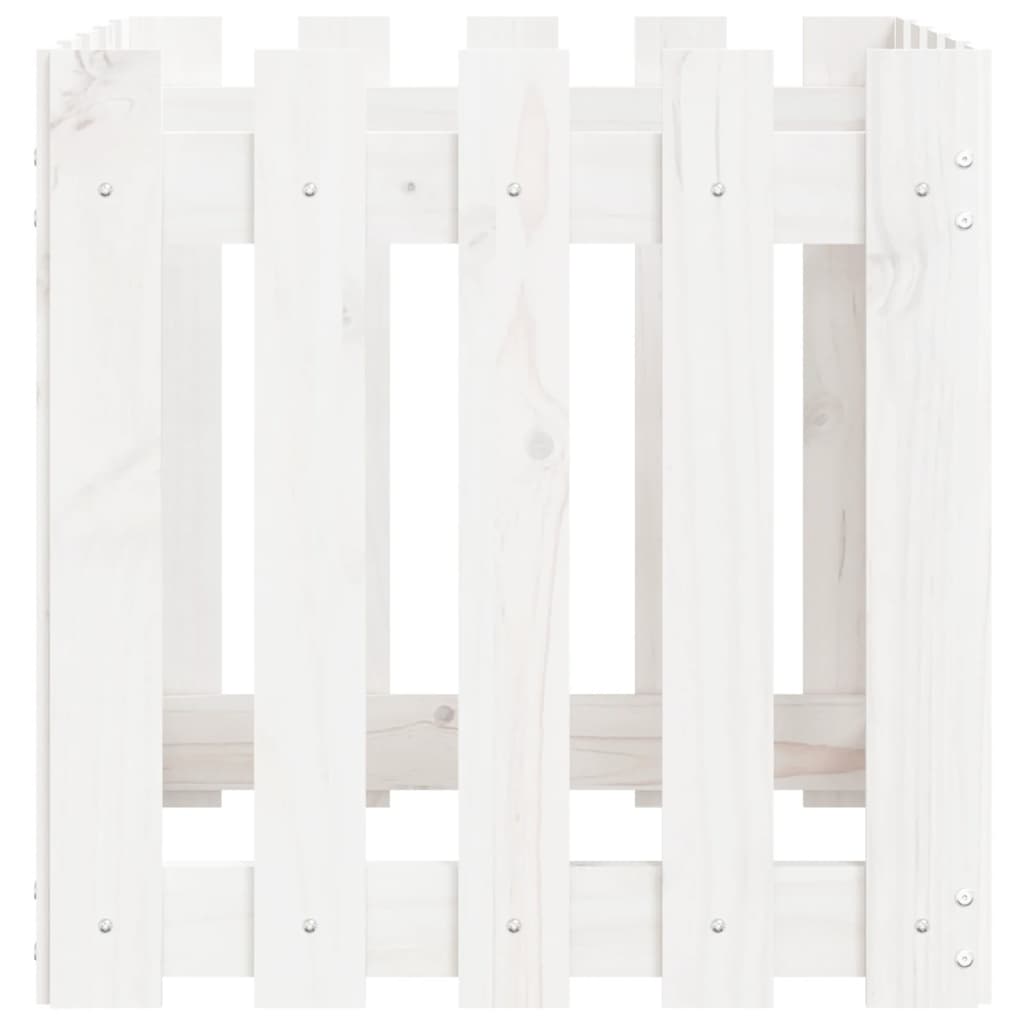 vidaXL Pflanzkübel Lattenzaun-Design Weiß 50x50x50cm Massivholz Kiefer
