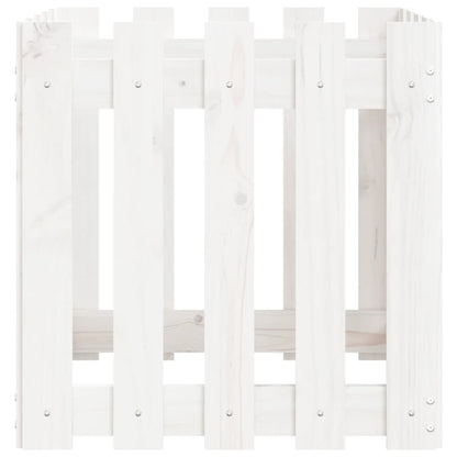 vidaXL Pflanzkübel Lattenzaun-Design Weiß 50x50x50cm Massivholz Kiefer