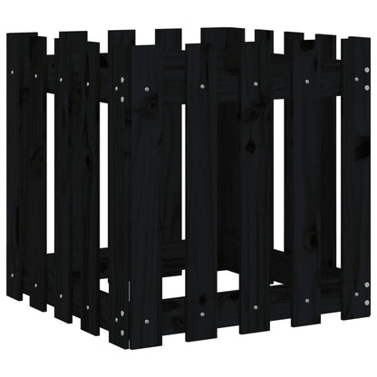 vidaXL Pflanzkübel Lattenzaun-Design Schwarz 50x50x50 cm Kiefernholz