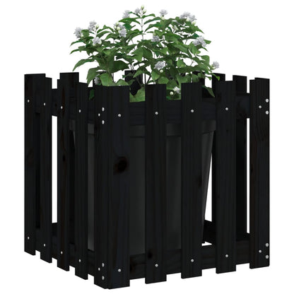 vidaXL Pflanzkübel Lattenzaun-Design Schwarz 50x50x50 cm Kiefernholz