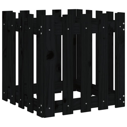 vidaXL Pflanzkübel Lattenzaun-Design Schwarz 50x50x50 cm Kiefernholz