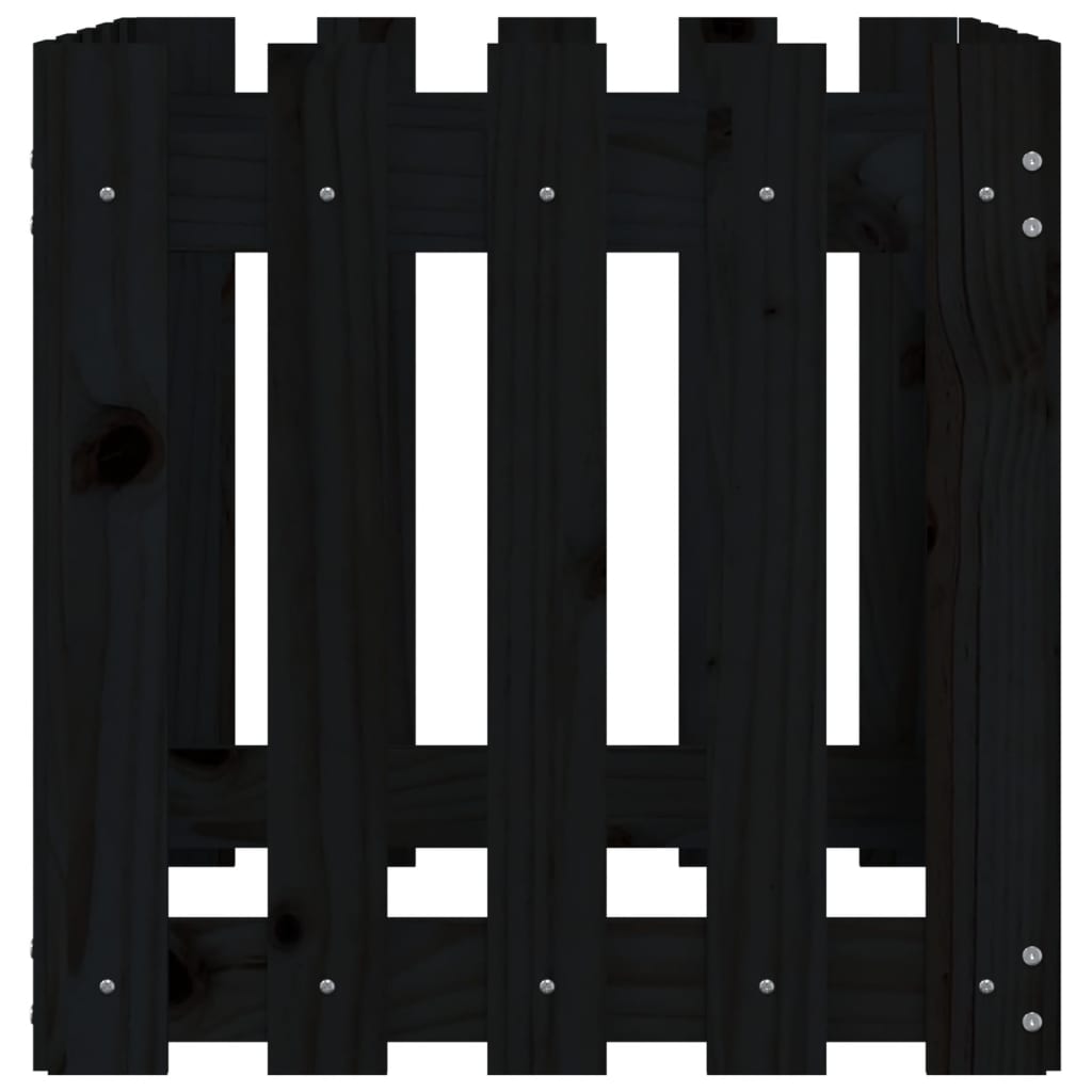 vidaXL Pflanzkübel Lattenzaun-Design Schwarz 50x50x50 cm Kiefernholz