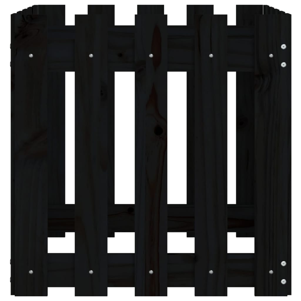 vidaXL Pflanzkübel Lattenzaun-Design Schwarz 50x50x50 cm Kiefernholz
