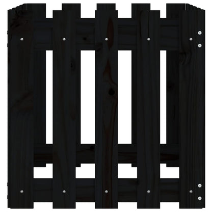 vidaXL Pflanzkübel Lattenzaun-Design Schwarz 50x50x50 cm Kiefernholz