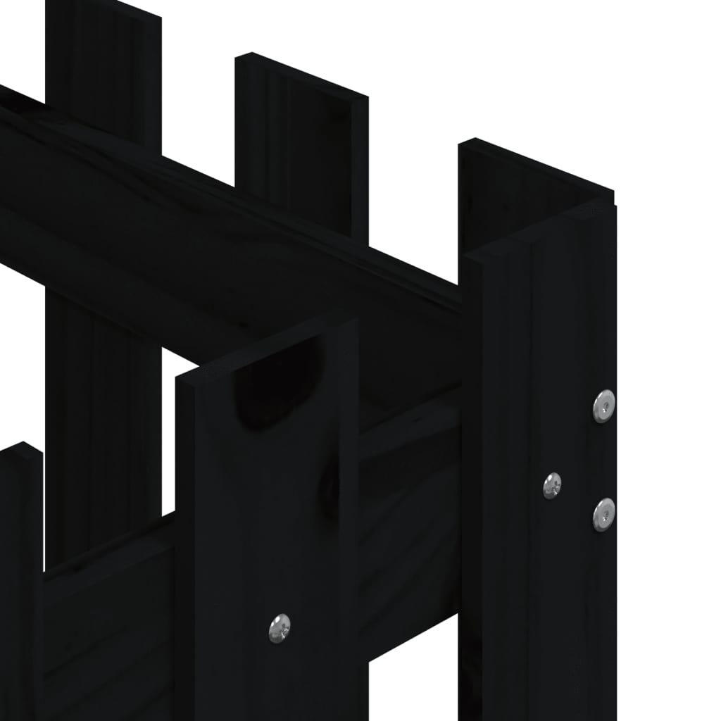 vidaXL Pflanzkübel Lattenzaun-Design Schwarz 50x50x50 cm Kiefernholz