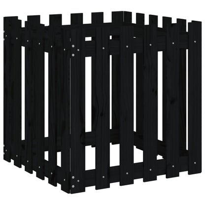 vidaXL Pflanzkübel Lattenzaun-Design Schwarz 60x60x60 cm Kiefernholz