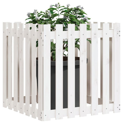 vidaXL Pflanzkübel Lattenzaun-Design Weiß 70x70x70cm Massivholz Kiefer
