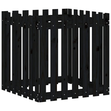 vidaXL Pflanzkübel Lattenzaun-Design Schwarz 70x70x70 cm Kiefernholz