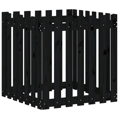 vidaXL Pflanzkübel Lattenzaun-Design Schwarz 70x70x70 cm Kiefernholz
