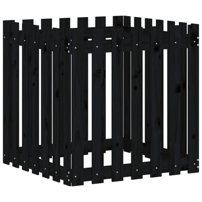 vidaXL Pflanzkübel Lattenzaun-Design Schwarz 70x70x70 cm Kiefernholz