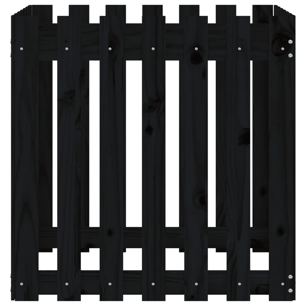 vidaXL Pflanzkübel Lattenzaun-Design Schwarz 70x70x70 cm Kiefernholz
