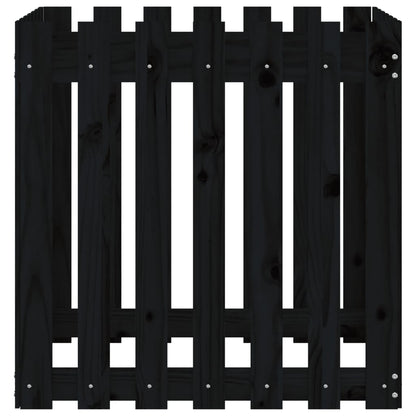 vidaXL Pflanzkübel Lattenzaun-Design Schwarz 70x70x70 cm Kiefernholz