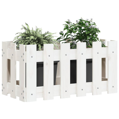 vidaXL Pflanzkübel Lattenzaun-Design Weiß 60x30x30 cm Kiefernholz