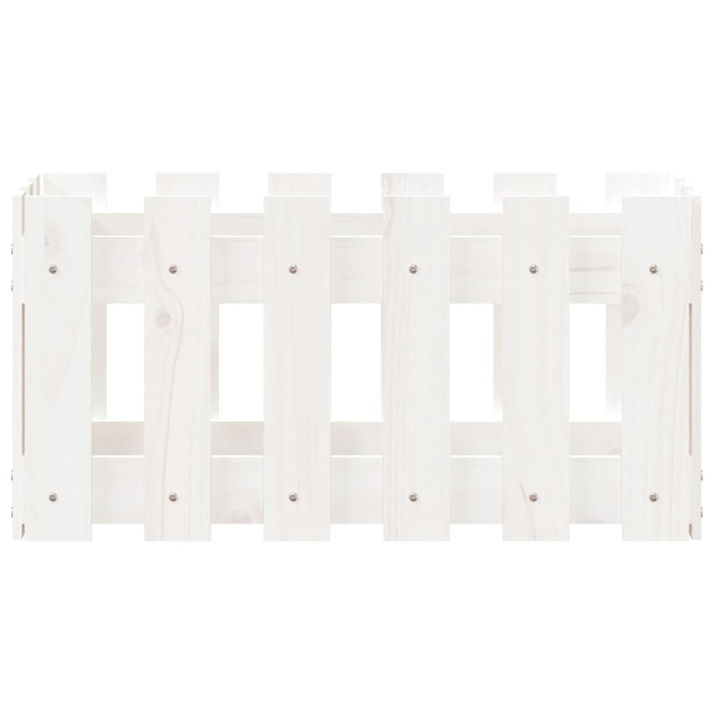 vidaXL Pflanzkübel Lattenzaun-Design Weiß 60x30x30 cm Kiefernholz