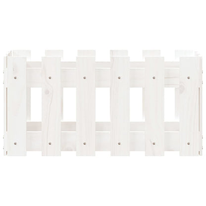vidaXL Pflanzkübel Lattenzaun-Design Weiß 60x30x30 cm Kiefernholz
