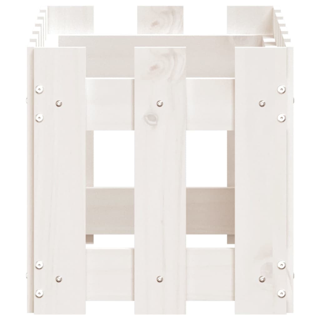 vidaXL Pflanzkübel Lattenzaun-Design Weiß 60x30x30 cm Kiefernholz