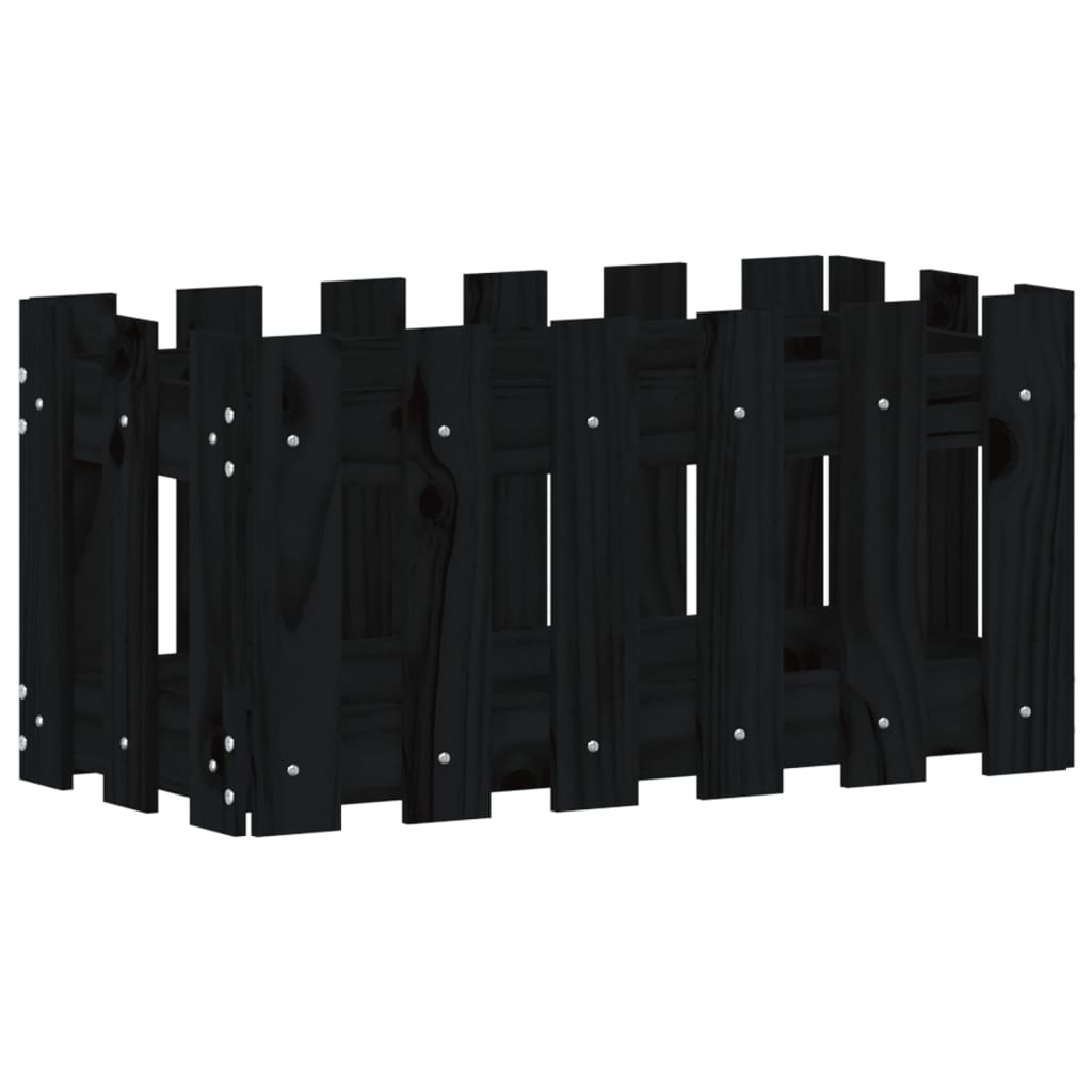 vidaXL Pflanzkübel Lattenzaun-Design Schwarz 60x30x30 cm Kiefernholz