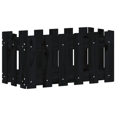 vidaXL Pflanzkübel Lattenzaun-Design Schwarz 60x30x30 cm Kiefernholz