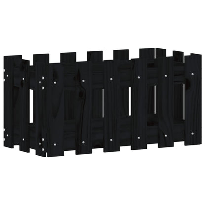 vidaXL Pflanzkübel Lattenzaun-Design Schwarz 60x30x30 cm Kiefernholz
