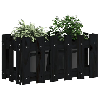 vidaXL Pflanzkübel Lattenzaun-Design Schwarz 60x30x30 cm Kiefernholz