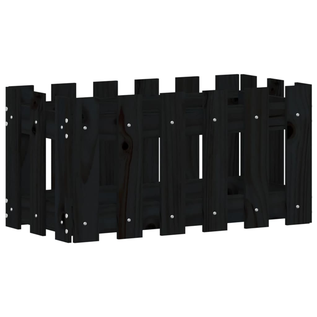vidaXL Pflanzkübel Lattenzaun-Design Schwarz 60x30x30 cm Kiefernholz
