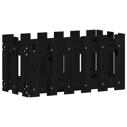 vidaXL Pflanzkübel Lattenzaun-Design Schwarz 60x30x30 cm Kiefernholz