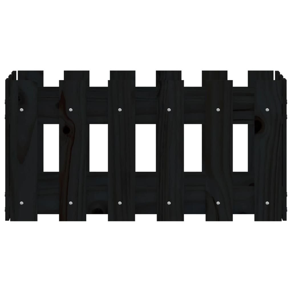 vidaXL Pflanzkübel Lattenzaun-Design Schwarz 60x30x30 cm Kiefernholz