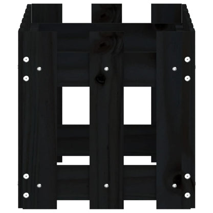 vidaXL Pflanzkübel Lattenzaun-Design Schwarz 60x30x30 cm Kiefernholz
