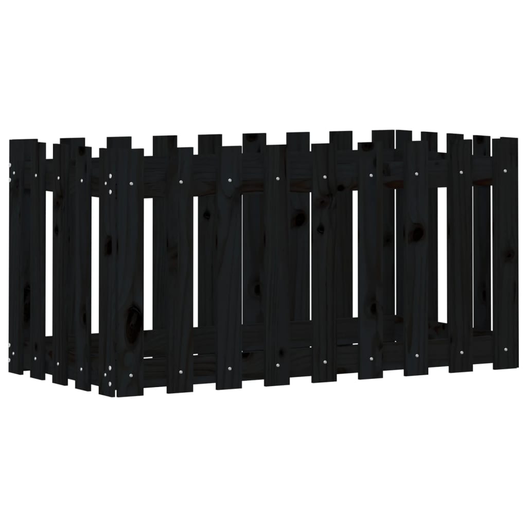 vidaXL Hochbeet Latten-Design Schwarz 100x50x50 cm Massivholz Kiefer