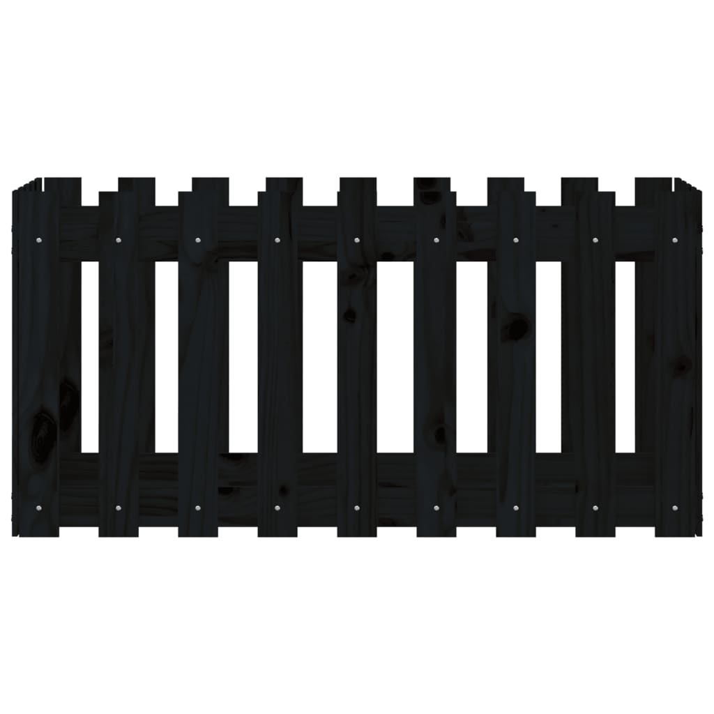 vidaXL Hochbeet Latten-Design Schwarz 100x50x50 cm Massivholz Kiefer