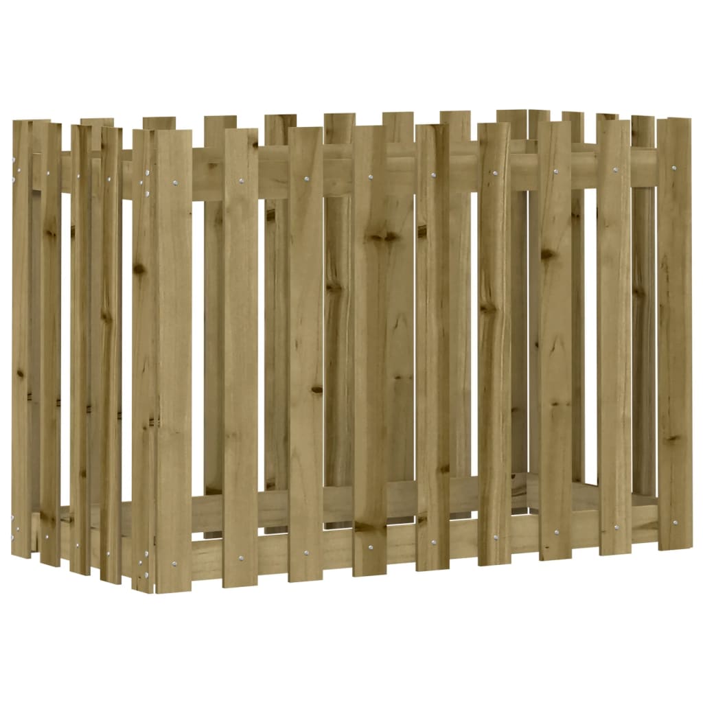 vidaXL Hochbeet Lattenzaun-Design 100x50x70 cm Kiefernholz Imprägniert