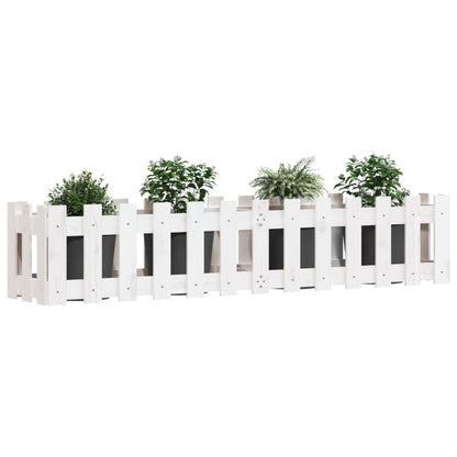 vidaXL Hochbeet Lattenzaun-Design Weiß 150x30x30 cm Massivholz Kiefer