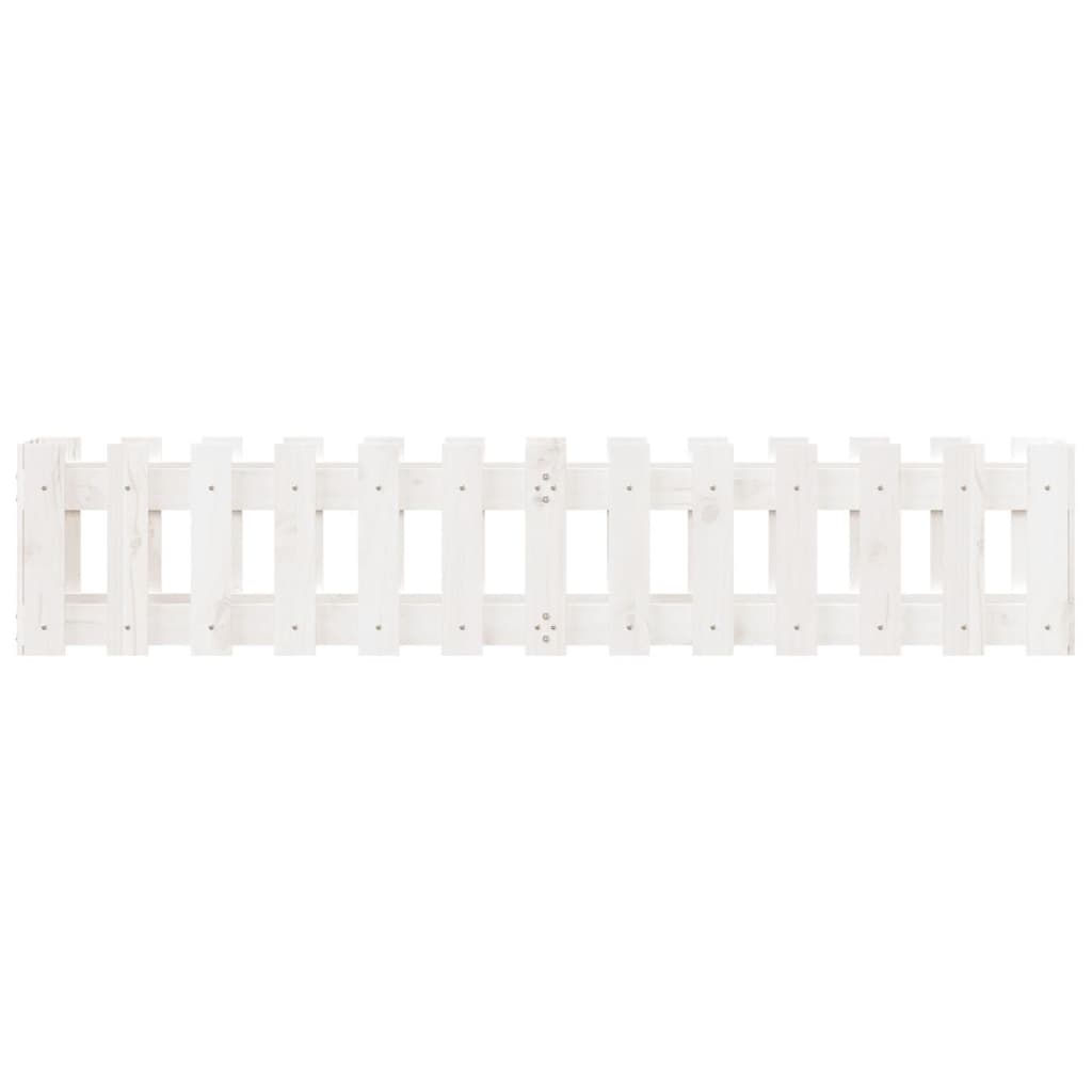 vidaXL Hochbeet Lattenzaun-Design Weiß 150x30x30 cm Massivholz Kiefer