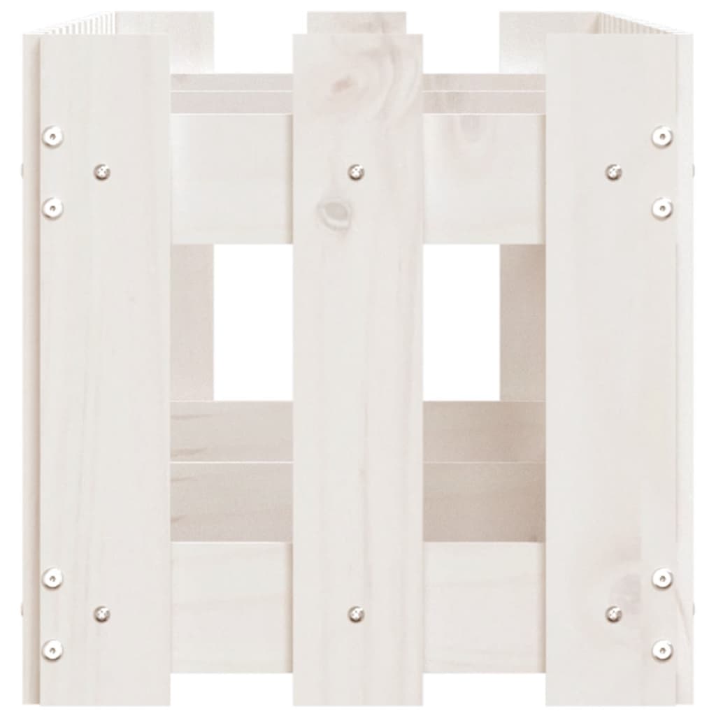 vidaXL Hochbeet Lattenzaun-Design Weiß 150x30x30 cm Massivholz Kiefer