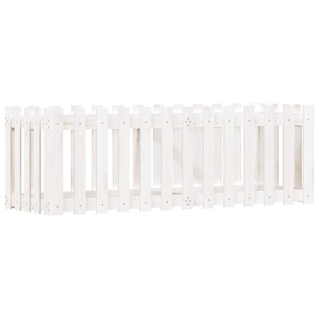vidaXL Hochbeet Lattenzaun-Design Weiß 150x50x50 cm Massivholz Kiefer