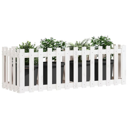vidaXL Hochbeet Lattenzaun-Design Weiß 150x50x50 cm Massivholz Kiefer