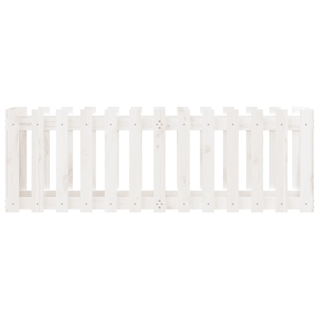 vidaXL Hochbeet Lattenzaun-Design Weiß 150x50x50 cm Massivholz Kiefer