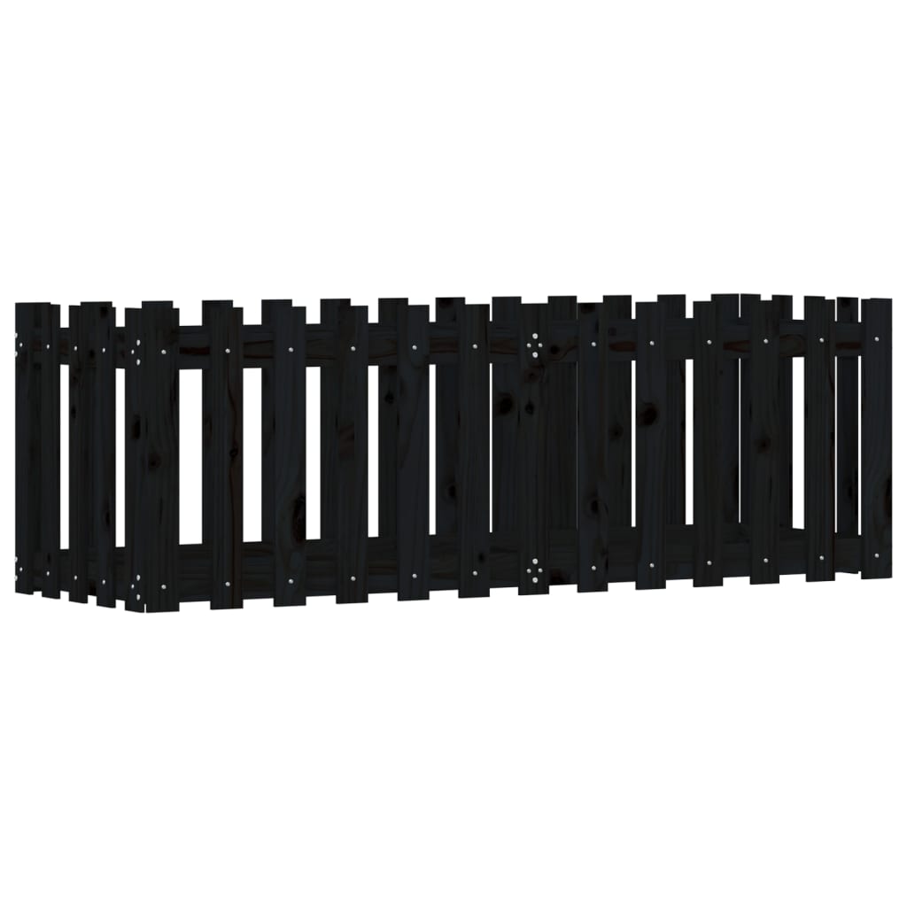 vidaXL Hochbeet Latten-Design Schwarz 150x50x50 cm Massivholz Kiefer