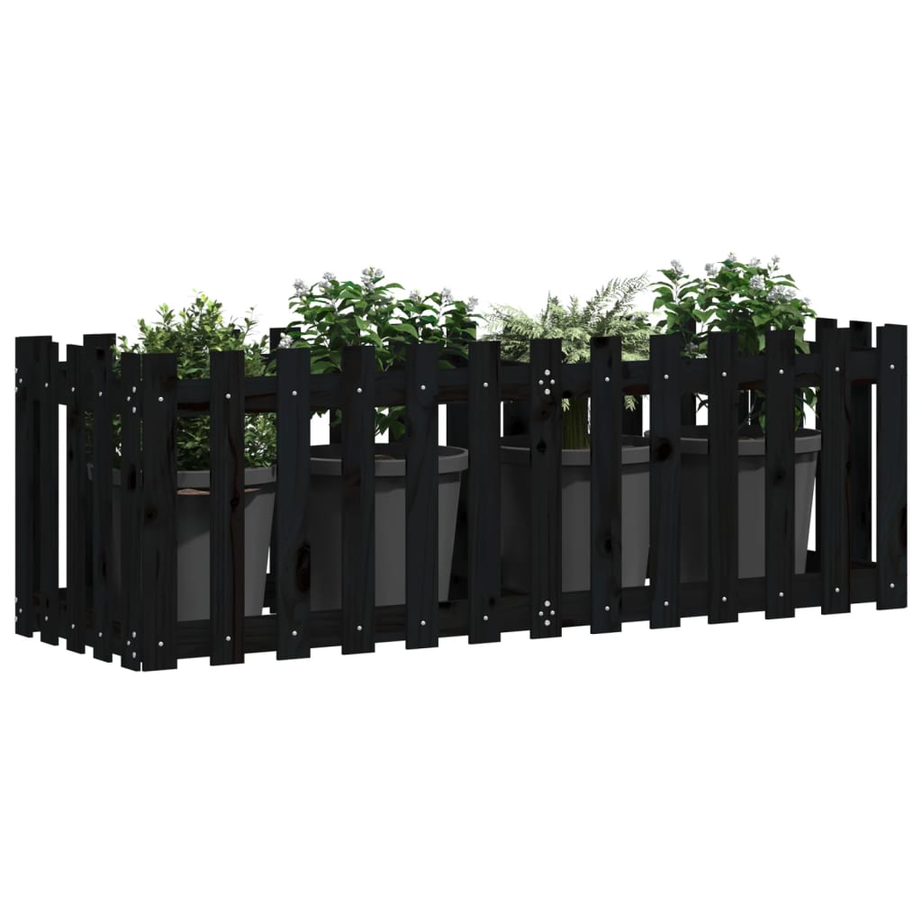 vidaXL Hochbeet Latten-Design Schwarz 150x50x50 cm Massivholz Kiefer