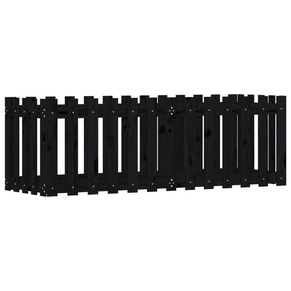 vidaXL Hochbeet Latten-Design Schwarz 150x50x50 cm Massivholz Kiefer