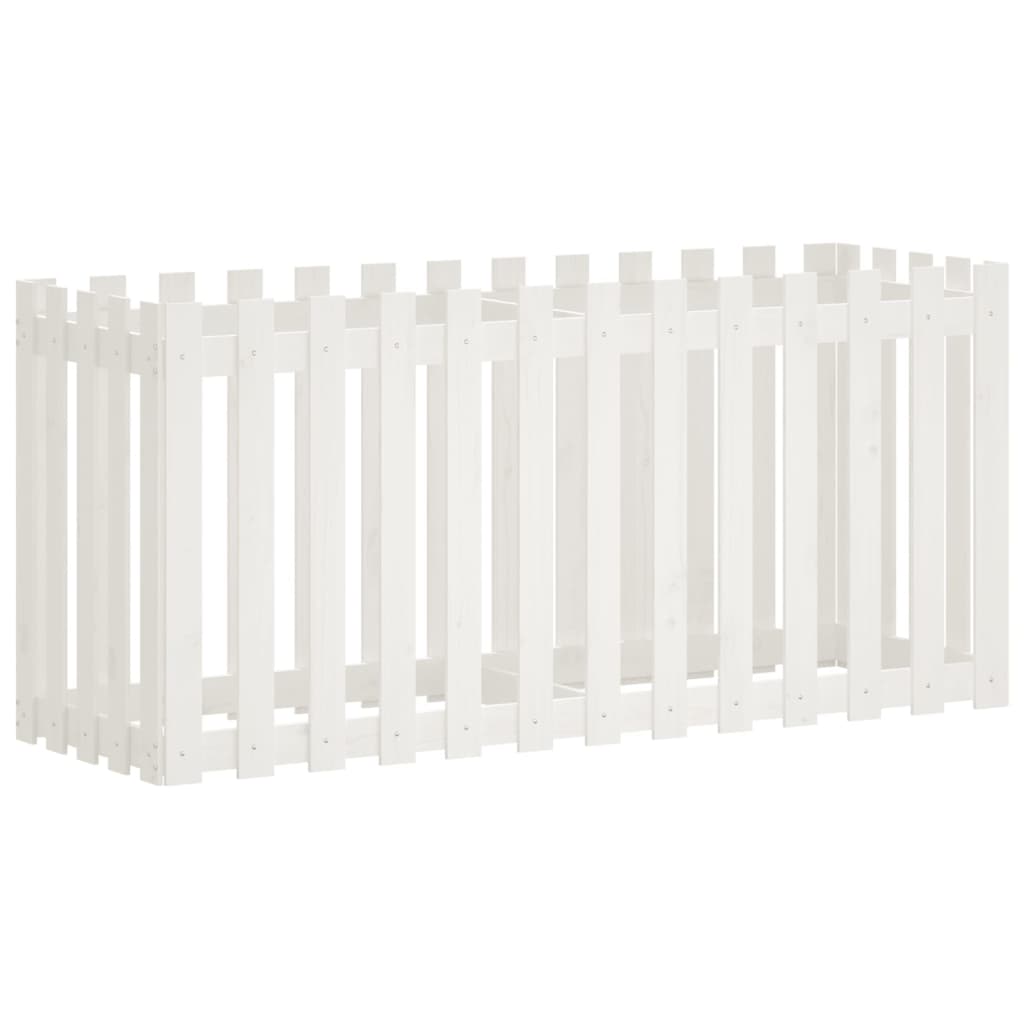 vidaXL Hochbeet Lattenzaun-Design Weiß 150x50x70 cm Massivholz Kiefer