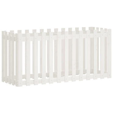 vidaXL Hochbeet Lattenzaun-Design Weiß 150x50x70 cm Massivholz Kiefer