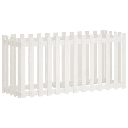 vidaXL Hochbeet Lattenzaun-Design Weiß 150x50x70 cm Massivholz Kiefer