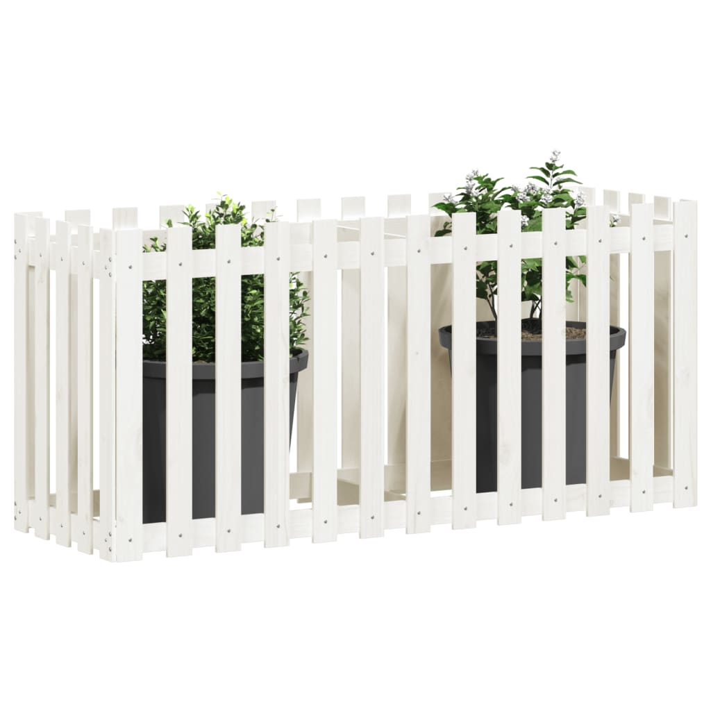 vidaXL Hochbeet Lattenzaun-Design Weiß 150x50x70 cm Massivholz Kiefer