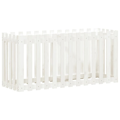 vidaXL Hochbeet Lattenzaun-Design Weiß 150x50x70 cm Massivholz Kiefer