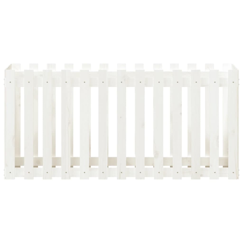 vidaXL Hochbeet Lattenzaun-Design Weiß 150x50x70 cm Massivholz Kiefer