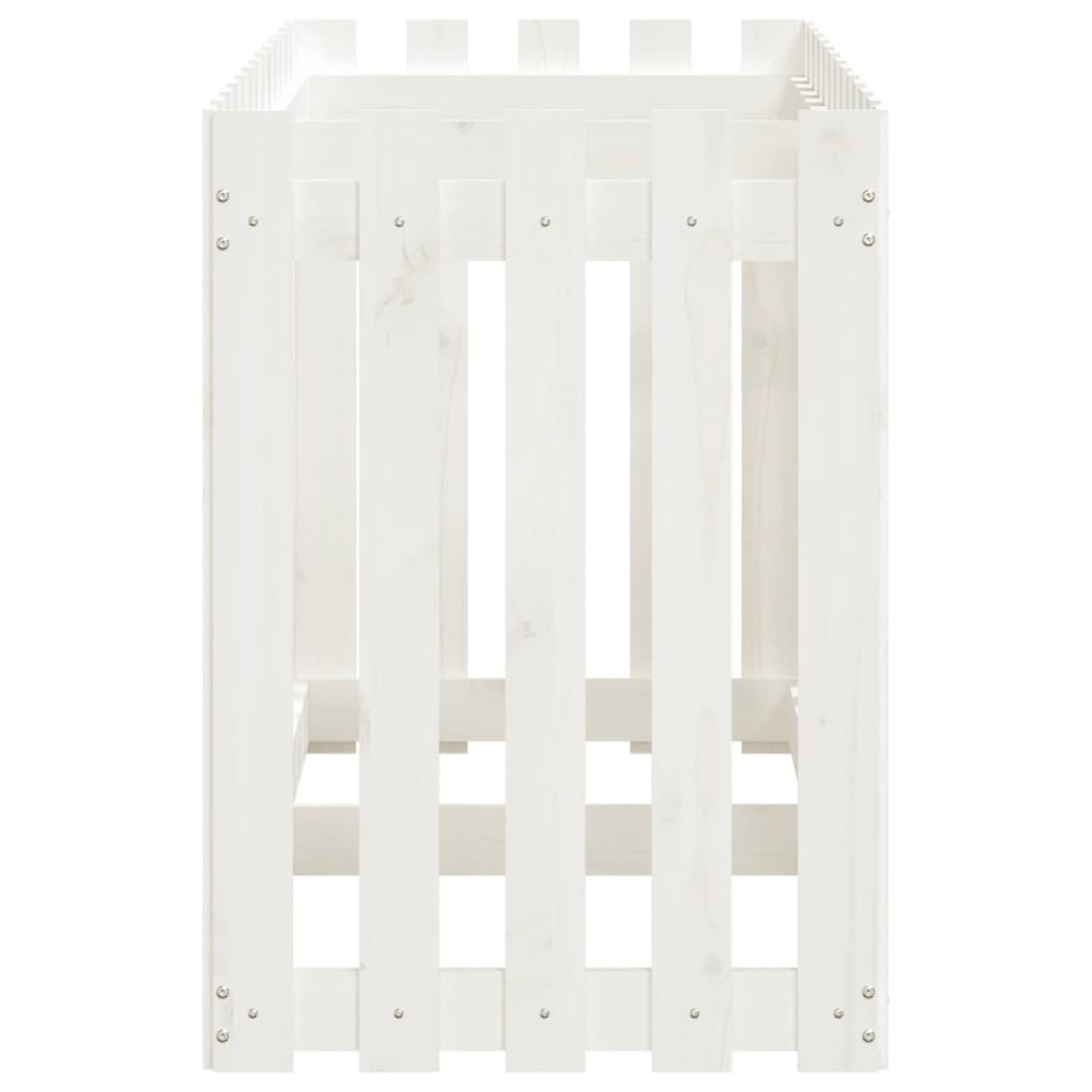 vidaXL Hochbeet Lattenzaun-Design Weiß 150x50x70 cm Massivholz Kiefer