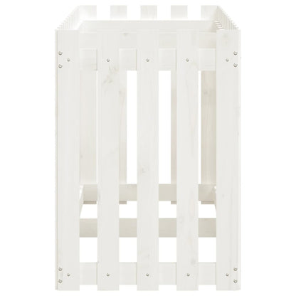 vidaXL Hochbeet Lattenzaun-Design Weiß 150x50x70 cm Massivholz Kiefer