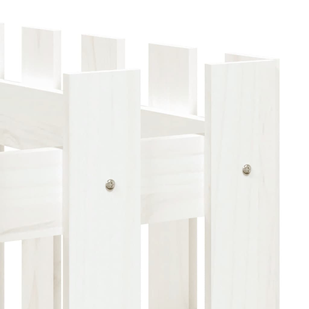 vidaXL Hochbeet Lattenzaun-Design Weiß 150x50x70 cm Massivholz Kiefer