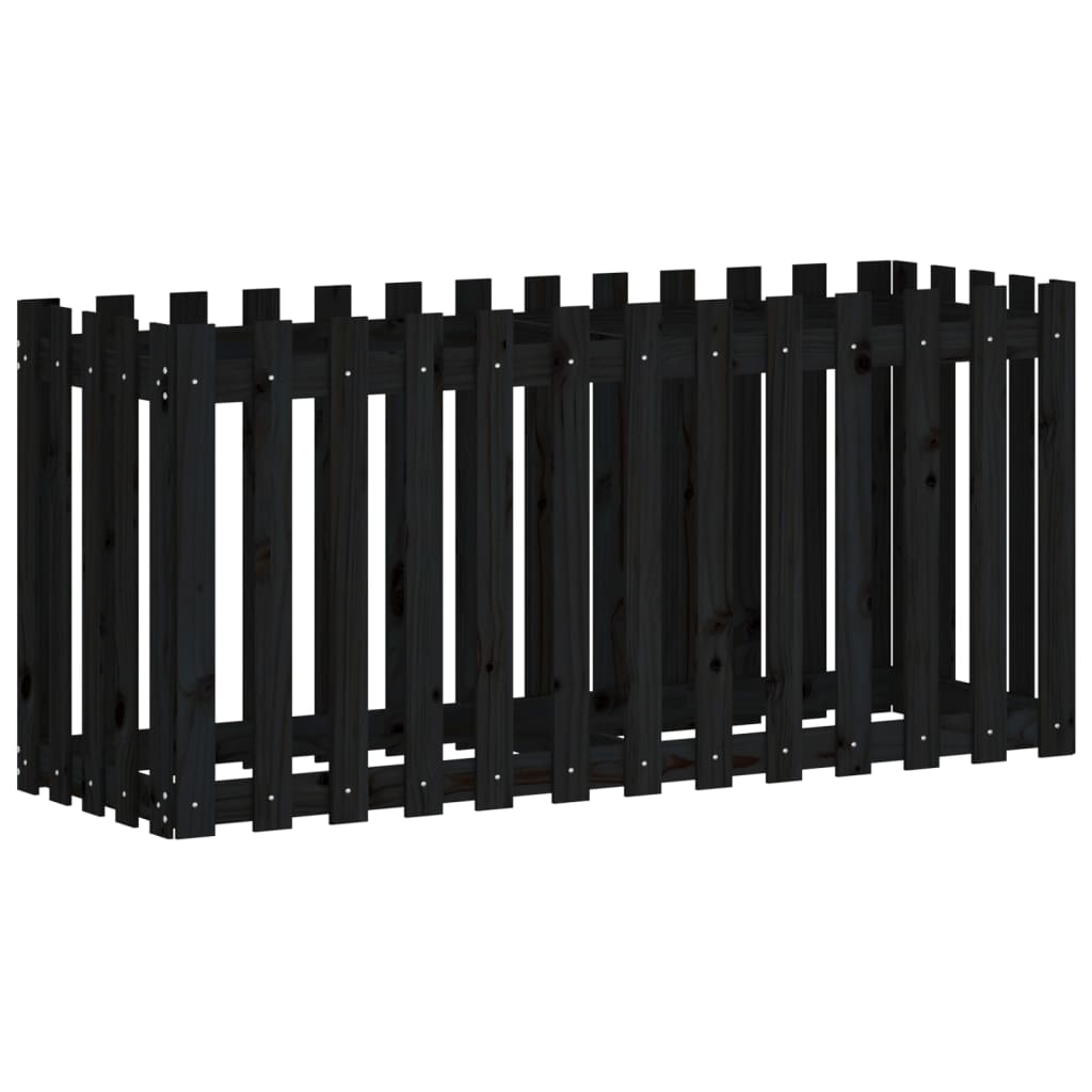 vidaXL Hochbeet Latten-Design Schwarz 150x50x70 cm Massivholz Kiefer